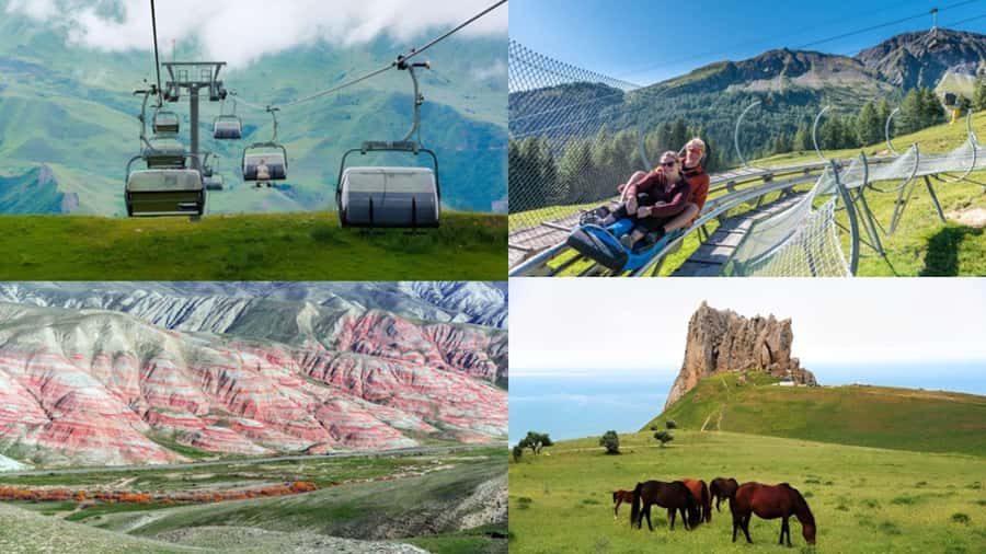Baku: Guba-Shahdag Resort-Candy Mountain and Laza Waterfall - BeshBarmaq is brief, but worth the camera stop
