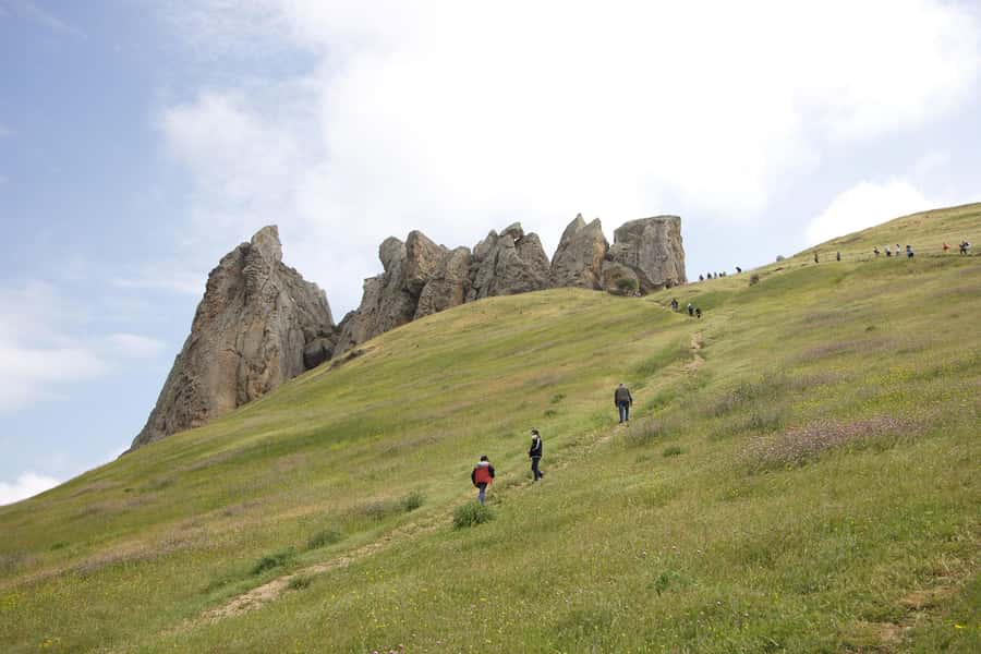 Baku: Pink Lake, Candy Cane & Beshbarmag Mountains - The striped rocks of Candy Cane Mountains
